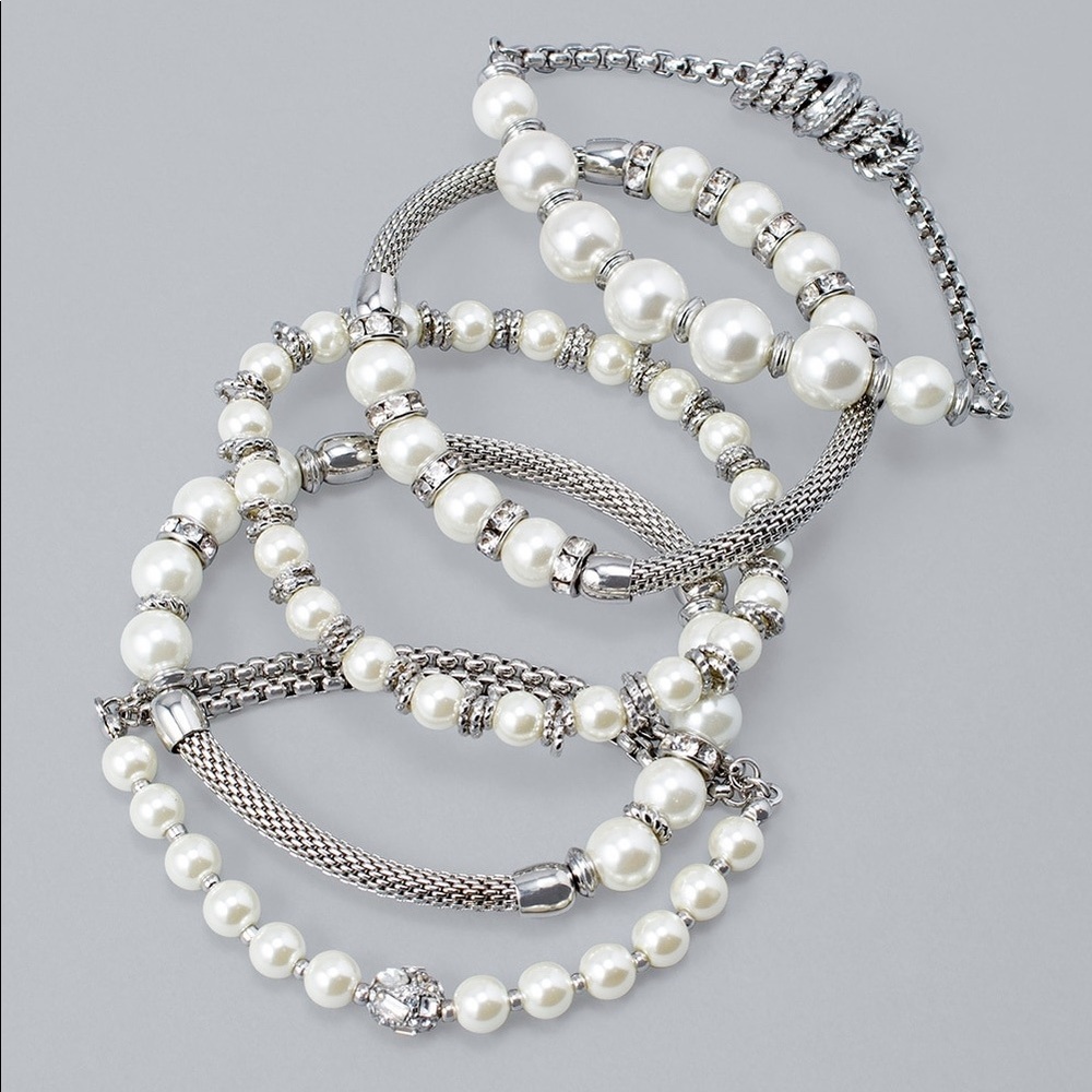 NWT | WHBM | Glass Pearl Stretch Bracelets - Picture 6 of 7